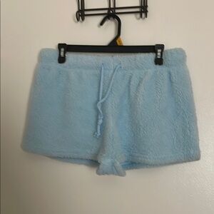 Cozy Light Blue Fleece/Sherpa Shorts